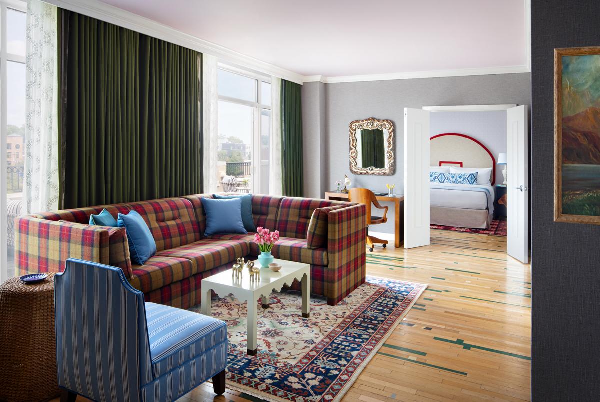 The Graduate Hotel guestroom suite, Chapel Hill, NC.